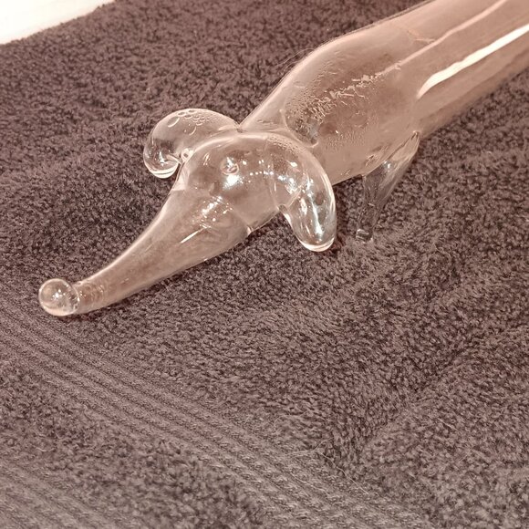 Vintage Bols Dachshund Decanter Clear Blown Glass Wiener Dog Bottle Italy Cork - Picture 1 of 5